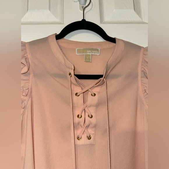 Michael Kors Lace Up Pink Blouse - Picture 4 of 5